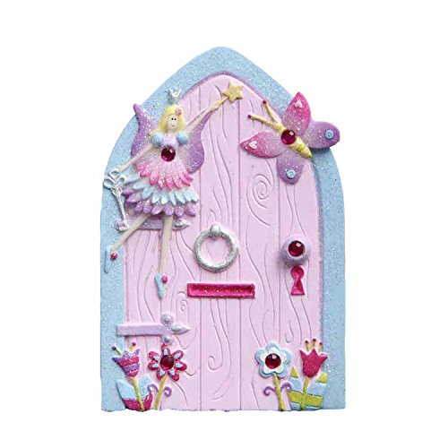 Lucy Locket Pequeña puerta rosa y celeste de hadas con purpurina para decorar la habitación de las niñas