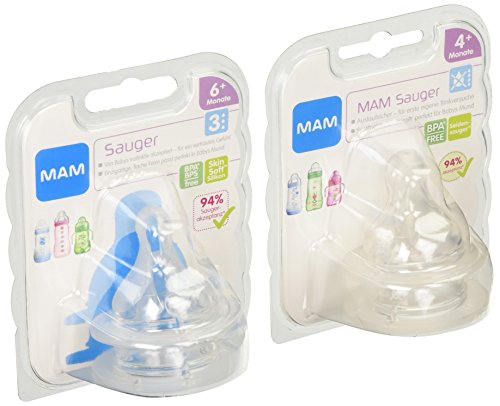 MAM Babyartikel - Pack de 4 tetinas (2 x medida 3 y 2 x medida 4)