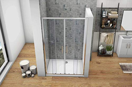Mampara de Ducha Frontal, Doble Puerta Corredera, Doble Puerta Fija, compuesto de 4 puertas, Vidrio templado 5mm, 120x190cm Mampara de Ducha Frontal, Doble Puerta Corredera, Doble Puerta Fija, compuesto de 4 puertas, Vidrio templado 5mm, 120x190cm