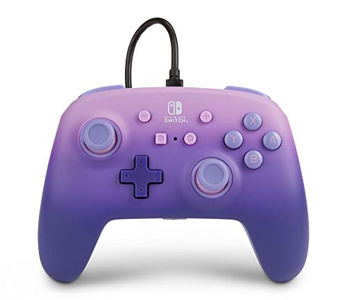 Mando con cable mejorado PowerA para Nintendo Switch: Fantasía lila, morado, mando, mando para videojuegos con cable, mando de juego