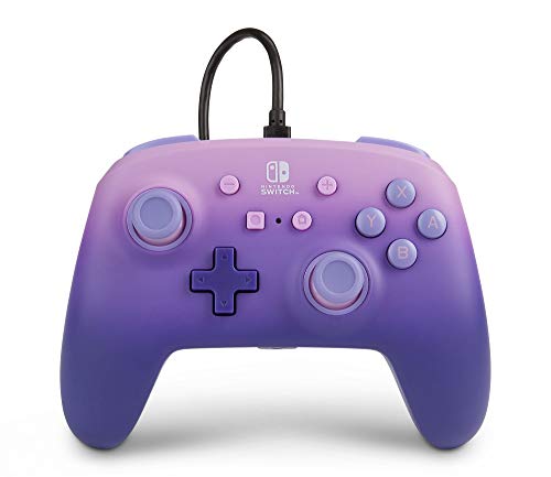 Mando con cable mejorado PowerA para Nintendo Switch: Fantasía lila, morado, mando, mando para videojuegos con cable, mando de juego Mando con cable mejorado PowerA para Nintendo Switch: Fantasía lila, morado, mando, mando para videojuegos con cable, mando de juego