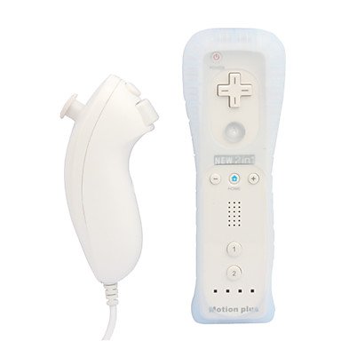 Mando Motion Plus y Nunchuk 2 en 1 + Carcasa para el Wii / Wii U - Blanco