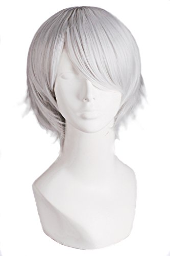 MapofBeauty 30cm/ 12 pulgada medio lacio hombre lacio Pelucas (plata gris) MapofBeauty 30cm/ 12 pulgada medio lacio hombre lacio Pelucas (plata gris)
