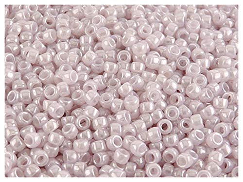 Matubo Seed Beads, 7/0, 10 gr, perlas de vidrio cilíndricas prensadas checas, cuentas de semillas con un diámetro de 3,5 mm, Opal Dark Violet/White Lustre