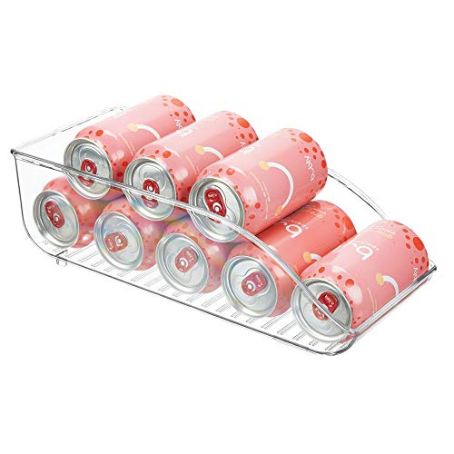 mDesign Cajas de almacenaje para frigorífico y armarios de cocina – Contenedores de plástico con capacidad para 9 latas – Práctico organizador de nevera – transparente