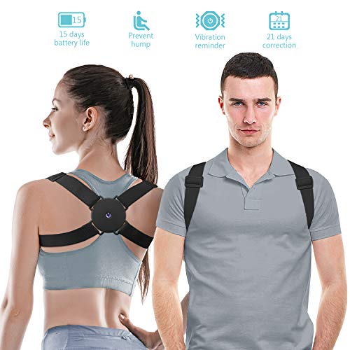 MeaMae Care Corrector de postura - Corrector de espalda inteligente con función de vibración y ajustable para aliviar el dolor de espalda, pecho, cuello y hombro