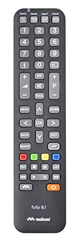Meliconi Fully 8.1 - Mando a Distancia Universal 8 en 1 para TV, decodificador, Sky, DVD/BLU Ray, Box Multimedia + IPTV y Mucho más