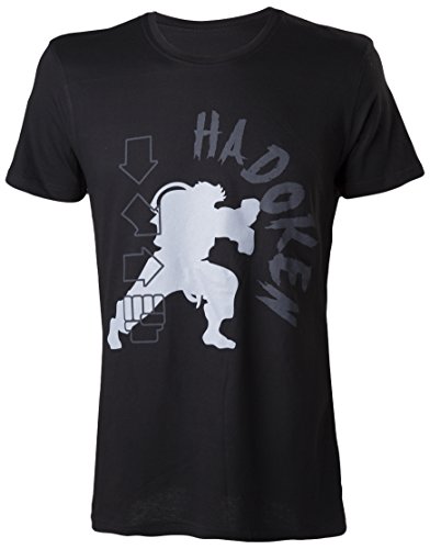 Meroncourt Capcom Street Fighter IV Hadoken Camiseta, Negro, Small para Hombre
