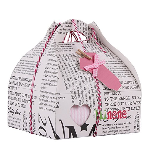 Minene Case - Caja de regalo, incluye body a rayas con aplique, pantalón, calcetines y corazoncito de tela, color rosa