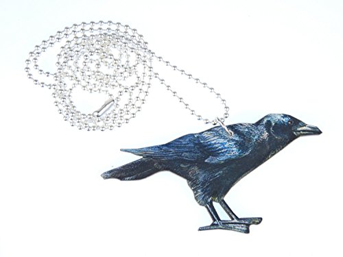 Miniblings Collar de Cadena Cuervo Negro 80cm pájaro Cuervo Madera Animales LaserPrint