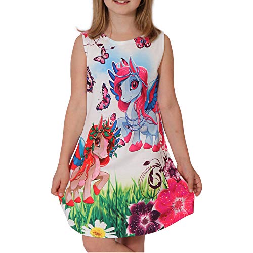 Minilady Unicornio niña niña verano vestido con diseño de unicornio caballo París Pegasus playa Pegasus. 152 cm
