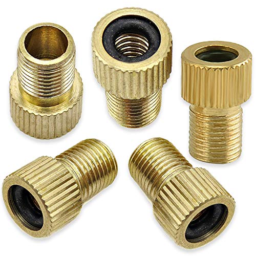 Mobi Lock Adaptador Válvula Presta a Schrader con Junto Tórica para Inflar los Neumáticos de la Bicicleta con un Inflador o Compresor de Aire, Latón Dorado, Set de 5 Unidades Mobi Lock Adaptador Válvula Presta a Schrader con Junto Tórica para Inflar los Neumáticos de la Bicicleta con un Inflador o Compresor de Aire, Latón Dorado, Set de 5 Unidades