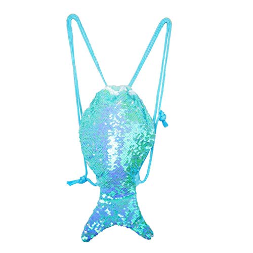 Mochila Mágica de Llentejuelas de Cola de Sirena-20 * 30cm Mermaid Reversible Lentejuelas Drawstring Mochila Brillante Bolsa de Hombro al Aire Libre Bolso de Baile Brillante para Niñas Adolescentes