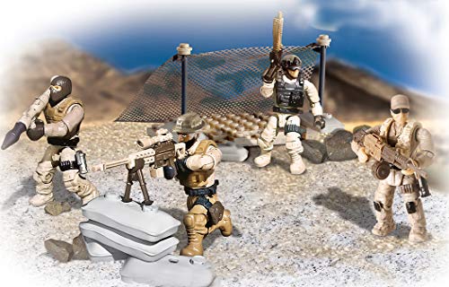 Modbrix Bloques de construcción de campamento del ejército estadounidense, con 4 figuras de soldados de la Army, incluye sacos de arena, red de camuflaje, 110 piezas Modbrix Bloques de construcción de campamento del ejército estadounidense, con 4 figuras de soldados de la Army, incluye sacos de arena, red de camuflaje, 110 piezas