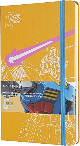 Moleskine - Cuaderno Gundam Edición Limitada, Tapa Dura, Goma Elástica y Páginas con Rayas, Color Naranja, Tamaño Grande 13 x 21 cm, 240 Páginas (EDITION LIMITEE)