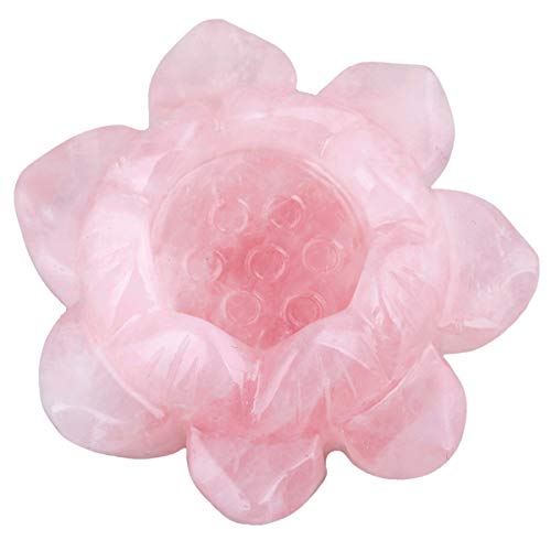 mookaitedecor Portavelas de cristal curativo con diseño de flor de loto, para decoración de mesa principal, cuarzo rosa mookaitedecor Portavelas de cristal curativo con diseño de flor de loto, para decoración de mesa principal, cuarzo rosa