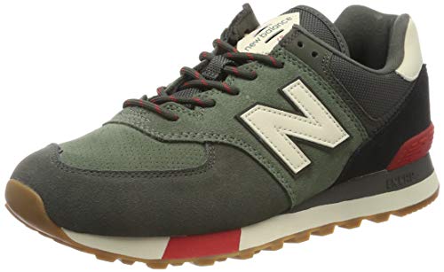 New Balance Iconic 574 V2 tenis para hombre, Verde (Camuflaje verde/rojo equipo), 36.5 EU