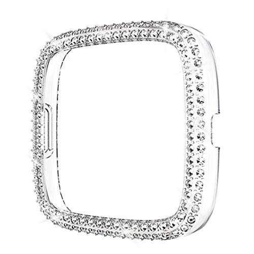NICERIO Reloj de Diamantes de Imitación Cubierta Protectora Pantalla de Reloj Protector de Reloj Protector de Carcasa Accesorios Compatibles para Fitbit Versa 2 Series (Color Transparente)