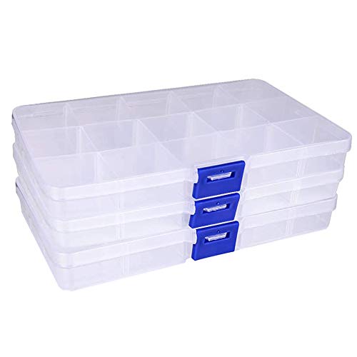 N\O 3 PCS Ajustable Caja de Almacenamiento de Plástico, Transparente Organizaador con Separadores Ajustables Organizador de Joyería Contenedor de Herramientas(2.2x6.6x13cm)