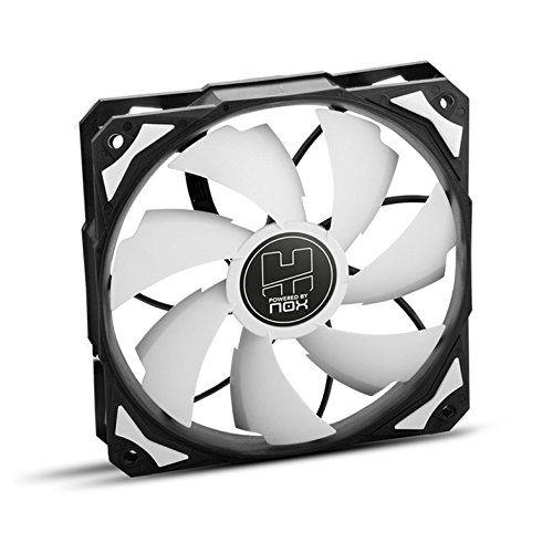 Nox Hummer H-FAN PMW -NXHUMMERF120PMW- Ventilador para Caja PC 120mm, funcion PMW, 7 aspas, rodamientos hidráulicos, diseño silencioso optimizado, esquinas soporte goma, color blanco - negro