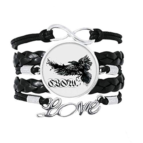 OFFbb-USA - Pulsera de cuervo con alas góticas, accesorio de amor, cuero trenzado, regalo