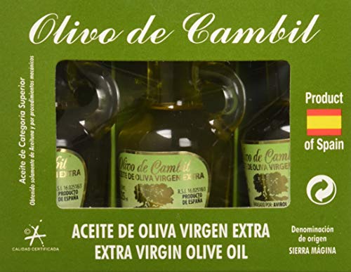 Olivo de Cambil, Aceite de Oliva Virgen Extra (AOVE) Picual - Pack 4 Estuches de 3 Miniaturas x 25 ml (Total 300 ml) con D.O Sierra Mágina