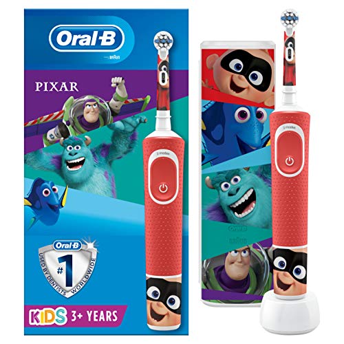 Oral-B Cepillo eléctrico recargable para niños, 1 mango con personajes Disney lo mejor de Pixar, 1 funda de viaje, a partir de 3 años, ideal como regalo de Navidad