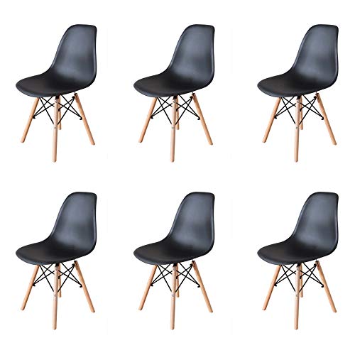 Pack 4/6 sillas, sillas de Comedor Silla de Oficina Silla de salón， Silla diseño nórdico Estilo (Black（Negro-6）)