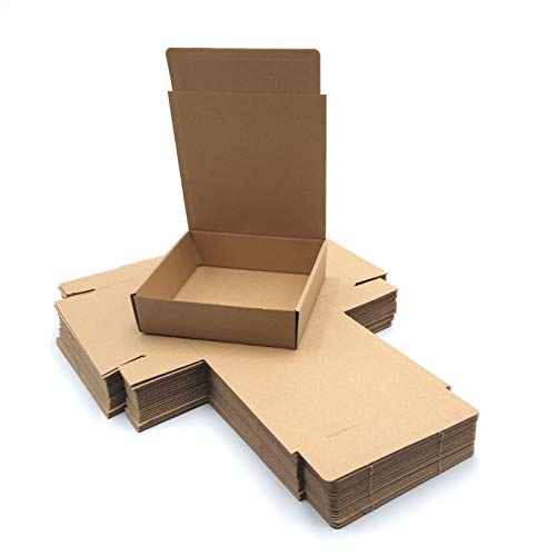 Pack 50 cajas | cartón pequeñas, para envíos ecommerce automontables kraft, paqueteria, almacenaje , packaging, regalos, envio postal, Ideal ecomerce. (15 x 14.5 x 4cm, Pack 50 cajas)