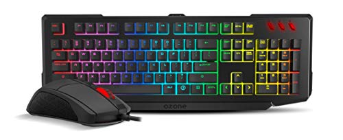 Pack Gaming Ozone Gaming Double Tap - Combo Gaming Teclado + Raton - Teclado Gaming Semi-Mecánico Retroiluminado RGB, Ratón Gaming con Sensor Optico AVAGO, 4000 DPI, LED 6 colores, USB