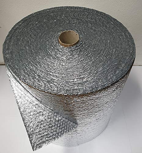Papel de burbujas de aluminio laminado de 50 cm de ancho x 60 m de largo / 250 my de burbujas de aluminio aislante, lámina de burbujas de aire, rollo de blíster Papel de burbujas de aluminio laminado de 50 cm de ancho x 60 m de largo / 250 my de burbujas de aluminio aislante, lámina de burbujas de aire, rollo de blíster