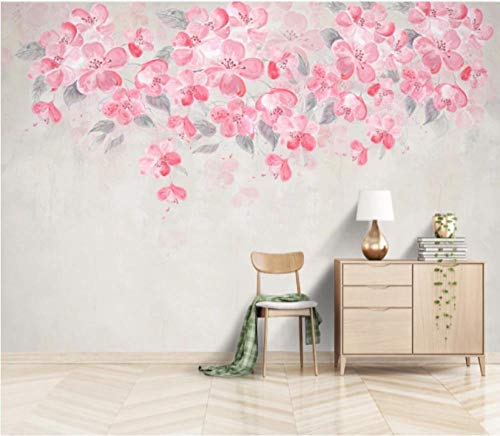 Papel tapiz para sala de estar, flores rosas de acuarela nórdica, flores tridimensionales 3d, pared de fondo de TV-400X300CM