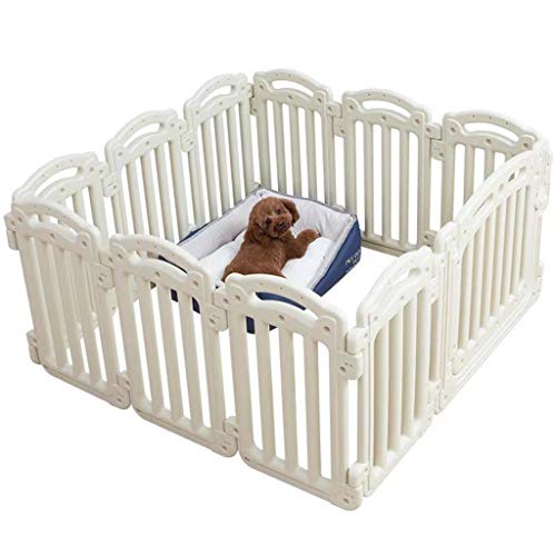 Parque para mascotas blanco con puerta, reja para perros extra grande para interiores al aire libre, patio de plástico para animales pequeños, 120 × 120 × 63 cm Parque infantil parques bebes