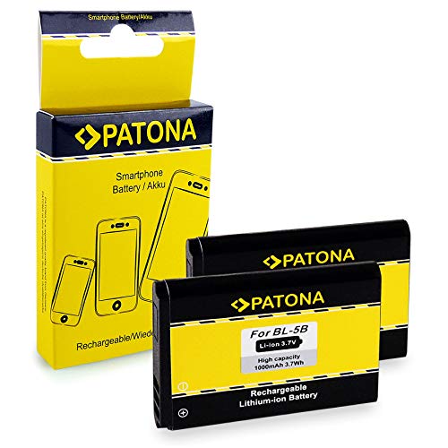 PATONA 2X Bateria BL-5B Compatible con Nokia 5500 6020 6070 6080 6120 7260 7360