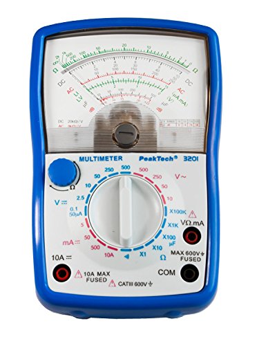 PeakTech Analog Multímetro; CAT III 600 V; amperímetro 10 A DC; Voltímetro 500 V AC/DC; Ω de metros; continuidad, 1 pieza, P 3201