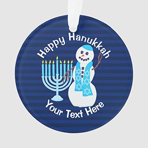 Pealrich 2020 Feliz Navidad Ornamentos regalo, un muñeco de nieve judío Hanukkah adorno azul Menorah Chrismukkah, 7.6 cm de cerámica para decoración del hogar