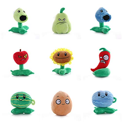 Peluche Plants vs.Zombies 9pcs Plants Vs Zombies Anime Game Figura PP Algodón Muñeco Peluche Animales Peluche Juguetes niños