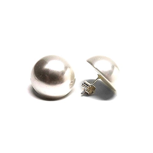 Pendientes plata Ley 925m media perla sintética 20mm. [AB1185]