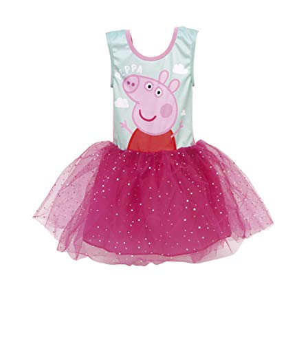 Pepa Pig Vestido para Niñas, Falda Tul Tutú Ballet Brillante 3D, Vestido Manga Corta Princesa Fiesta Cumpleaños, Regalo para Niñas, 2 a 6 Años (6 años, Fucsia)