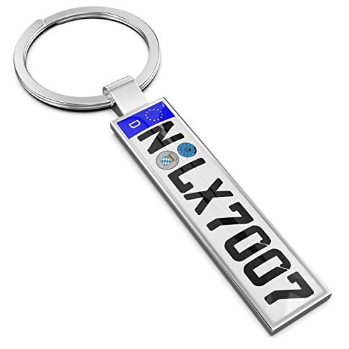 Persize - Llavero personalizable mini matrícula de coche, plata Persize - Llavero personalizable mini matrícula de coche, plata