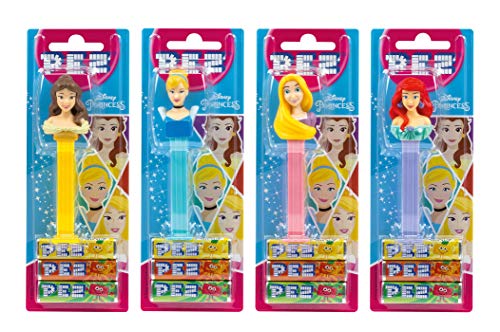 PEZ set de dispensadores Princesas Disney (4 disp. con 3 recargas de caramelos PEZ de 8,5g c/u - 1 disp. PEZ 2 veces como sorpresa) + 2 paquetes de rec. (8 rec. de PEZ de 8,5g c/u)