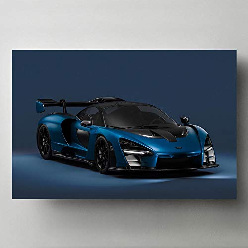 Pintura al óleo Carteles de superdeportivo de coche azul Mclaren Senna, pintura en lienzo, imagen artística de pared moderna, impresiones HD para decoración de sala de estar 60x80cm