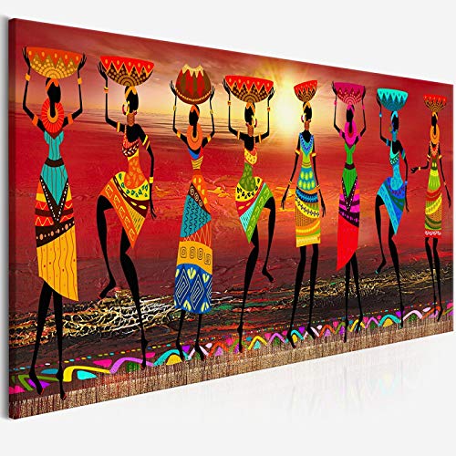 Pinturas de arte tribal mujeres africanas bailando lienzo impreso imagen para sala de estar arte decoración del hogar - (50x150cm) sin marco