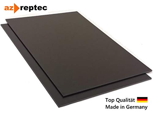 Placa de plástico ABS 1mm Negro 300x200mm (30x20cm) Acrilonitrilo Butadieno Estireno - Hecho en Alemania - Película protectora de una cara - Top Calidad!