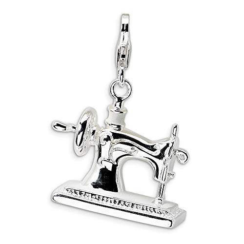 Plata de ley 3-D esmaltado de máquina de coser con broche de langosta mide 31 x 20 mm - encanto - JewelryWeb Plata de ley 3-D esmaltado de máquina de coser con broche de langosta mide 31 x 20 mm - encanto - JewelryWeb