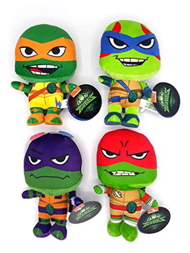 Play by Play Pack 4 Peluches Tortugas Ninja 20 CM - Leonardo - Raphael - Michelangelo - Donatello - Rise of The Teenage Mutant Ninja