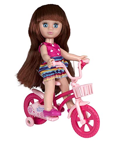 Playkidz Doll playset simulación Brunet con Bicicleta súper Duradera para casa de muñecas para niños o Simplemente Juego Divertido Mini-Puppenrad-Spielset: Stell