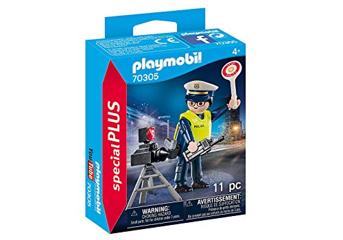 PLAYMOBIL- Poliziotto con autovelox Figura de acción y Accesorios, Multicolor (70305)
