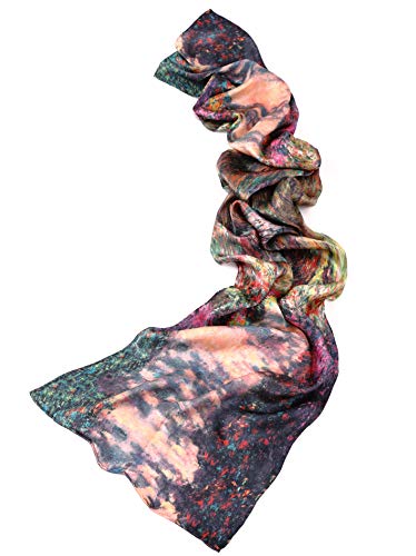 prettystern foulard de mujer arte de Claude Monet estilo Liberty Bufanda seda satinada Multicolor Monet en Giverny P772