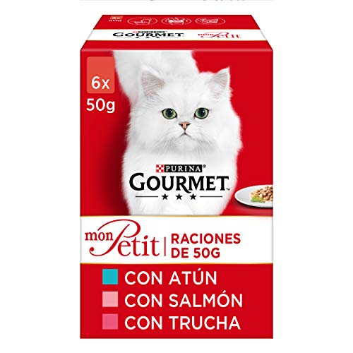 Purina Gourmet Mon Petit comida para gatos con Atún, Salmón y Trucha 8 x [6 x 50 g]